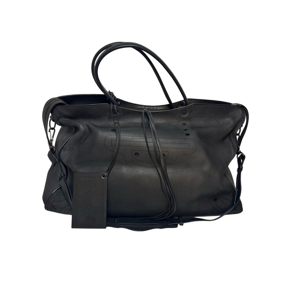 Balenciaga Blackout City XL Travel Tote Bag SS17 Smooth Black Leather Authentic